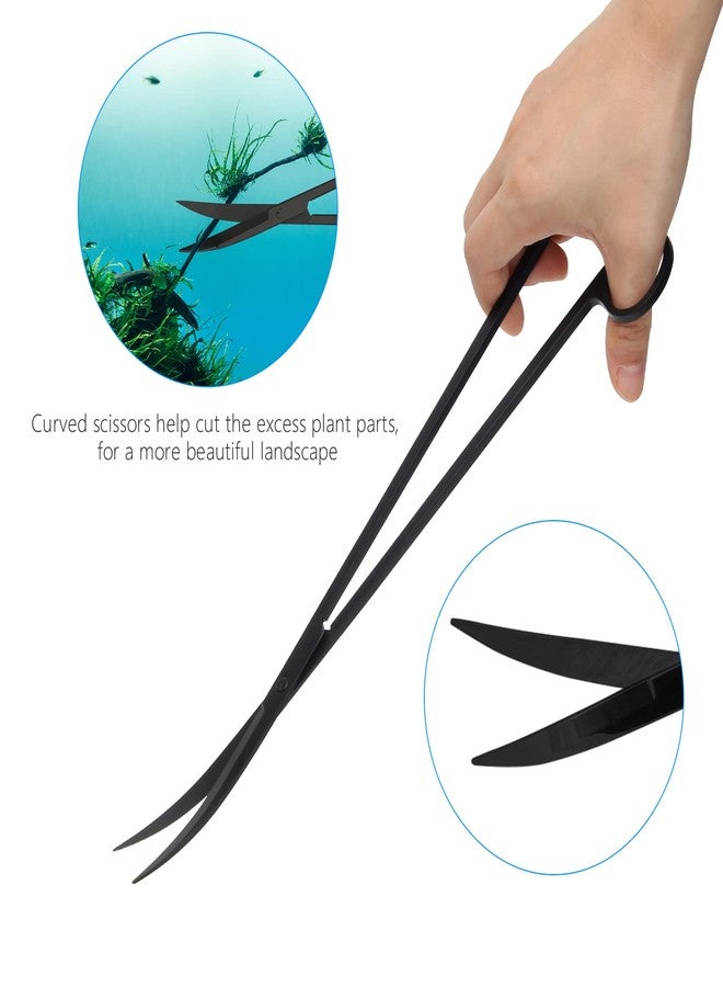 Liveek Aquarium Aquascape Tools Kit 15in, 4 in 1 Anti-Rust Aquatic Plant Aquascaping Tool Stainless Steel Tweezer Scissor Spatula for Aquarium Tank Clean Fish Tank Aquascape Accessories Set (black) - Image 4